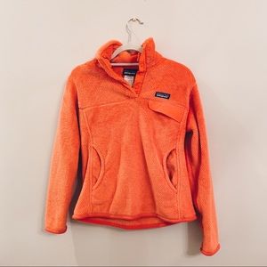 Orange Patagonia Fleece Pullover Size S